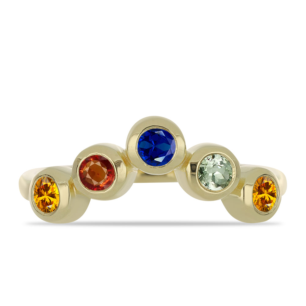 Inel din Argint 925 Placat cu Aur ( 2.33 grame ) cu Safir Rosebery Curcubeu 0.66 Carate