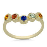 Inel din Argint 925 Placat cu Aur ( 2.33 grame ) cu Safir Rosebery Curcubeu 0.66 Carate