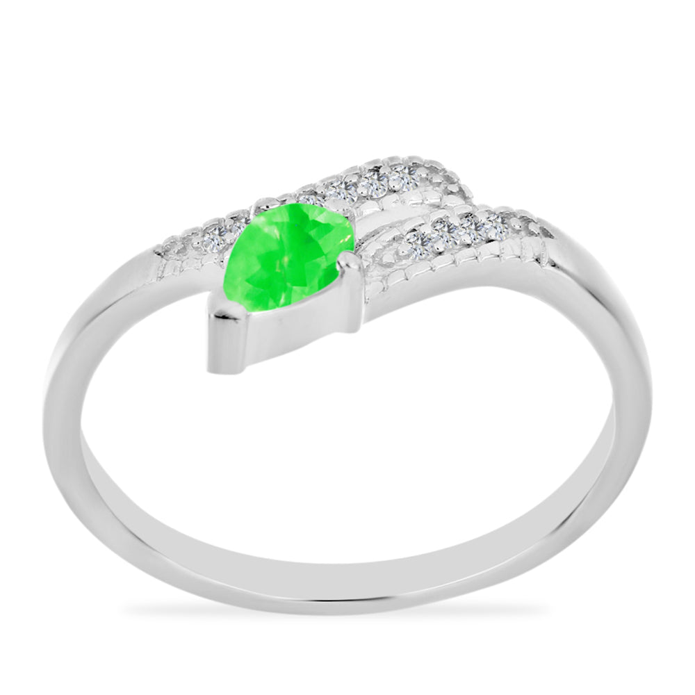 Inel din Argint 925 ( 2.51 grame ) cu Opal Hialit și Topaz Alb 0.39 Carate