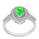 Inel din Argint 925 ( 3.19 grame ) cu Opal Hialit și Topaz Alb 0.87 Carate