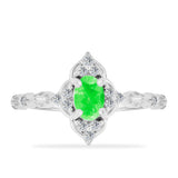 Inel din Argint 925 ( 2.41 grame ) cu Opal Hialit și Topaz Alb 0.46 Carate