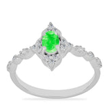 Inel din Argint 925 ( 2.41 grame ) cu Opal Hialit și Topaz Alb 0.46 Carate