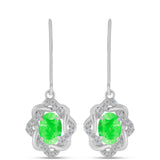 Cercei din Argint 925 ( 3.4 grame ) cu Opal Hialit și Topaz Alb 1.55 Carate