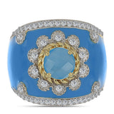 Inel din Argint 925 Placat cu Aur ( 10.45 grame ) cu Calcedonie de Apă și Topaz Alb 1.91 Carate