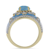 Inel din Argint 925 Placat cu Aur ( 10.45 grame ) cu Calcedonie de Apă și Topaz Alb 1.91 Carate