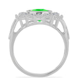 Inel din Argint 925 ( 4.07 grame ) cu Opal Hialit și Topaz Alb 1.3 Carate