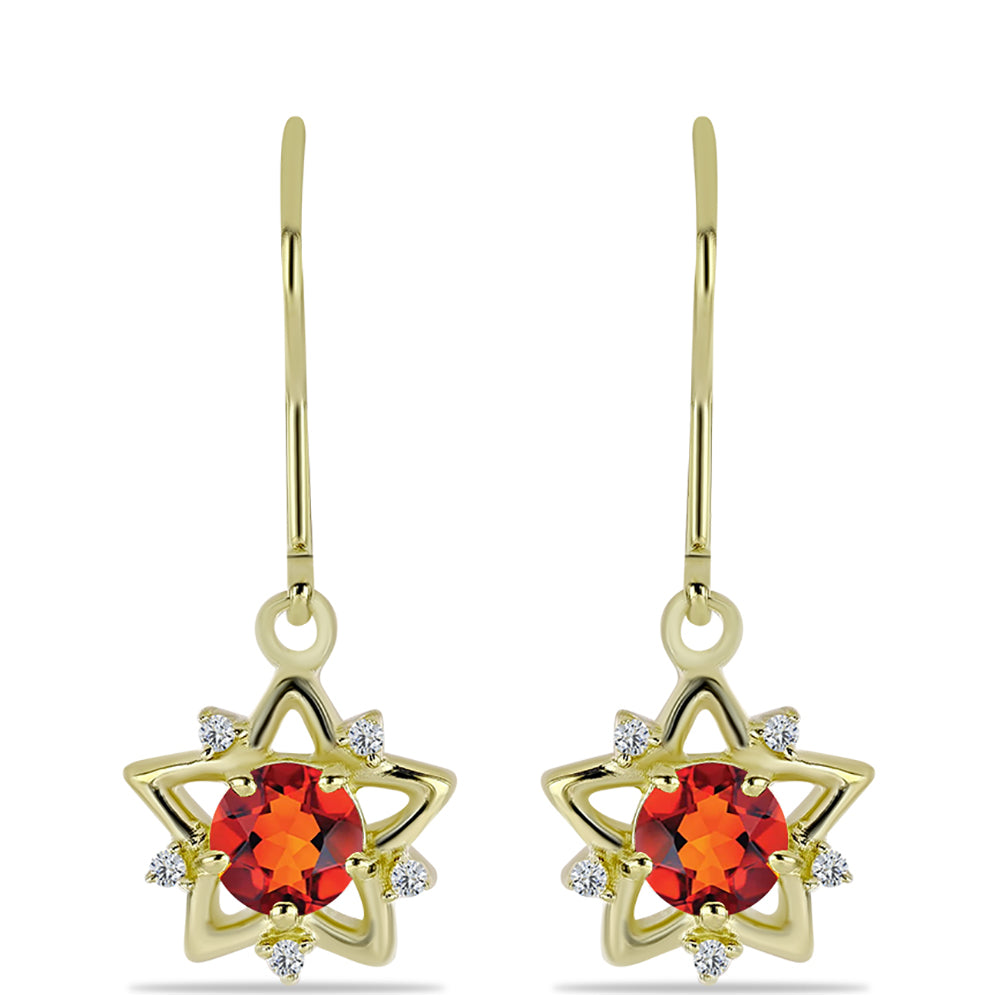 Cercei din Argint 925 Placat cu Aur ( 2.72 grame ) cu Citrin Madeira și Topaz Alb 0.92 Carate