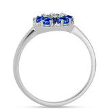 Inel din Argint 925 ( 2.58 grame ) cu Safir Albastru Australian și Topaz Alb 1.07 Carate