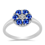 Inel din Argint 925 ( 2.58 grame ) cu Safir Albastru Australian și Topaz Alb 1.07 Carate