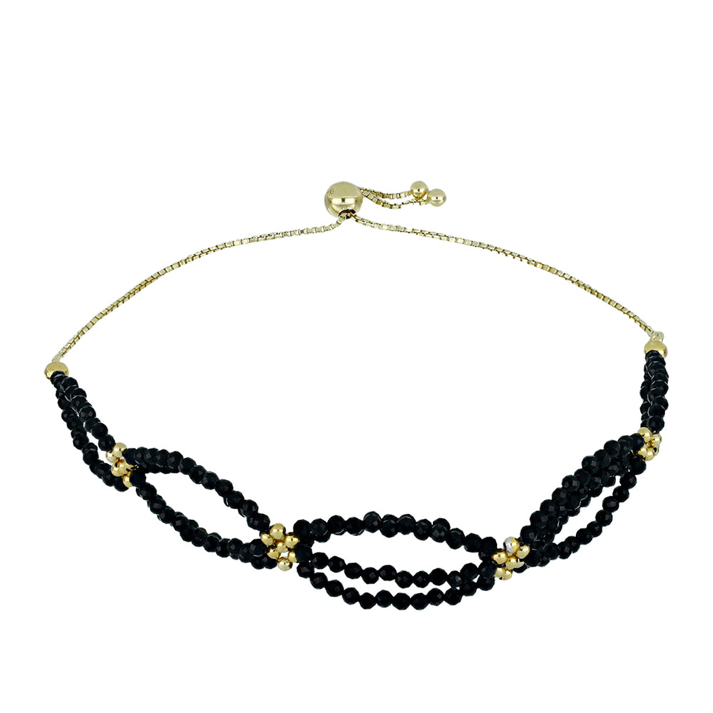 Brățară din Argint 925 Placat cu Aur ( 2.36 grame ) cu Spinel Negru 17.48 Carate