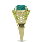 Inel din Argint 925 Placat cu Aur ( 3.94 grame ) cu Amazonit și Peridot Changbai 2.3 Carate
