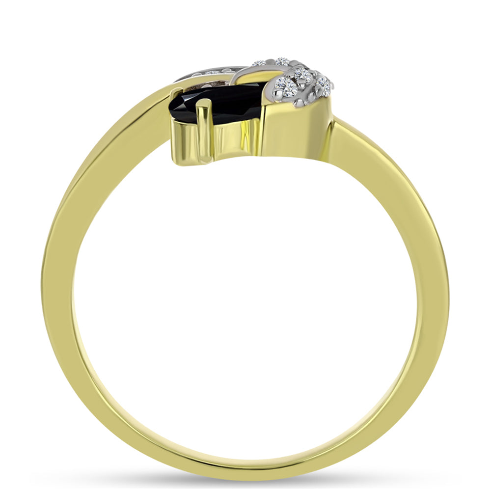 Inel din Argint 925 Placat cu Aur ( 3.03 grame ) cu Spinel Negru și Topaz Alb 0.79 Carate