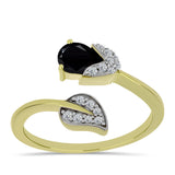 Inel din Argint 925 Placat cu Aur ( 3.03 grame ) cu Spinel Negru și Topaz Alb 0.79 Carate