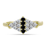 Inel din Argint 925 Placat cu Aur ( 2.31 grame ) cu Spinel Negru și Topaz Alb 0.66 Carate