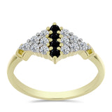 Inel din Argint 925 Placat cu Aur ( 2.31 grame ) cu Spinel Negru și Topaz Alb 0.66 Carate