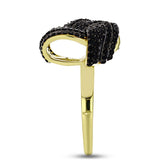 Inel din Argint 925 Placat cu Aur ( 5.31 grame ) cu Spinel Negru 1.37 Carate
