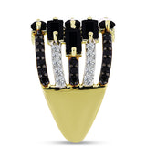 Inel din Argint 925 Placat cu Aur ( 5.75 grame ) cu Spinel Negru și Topaz Alb 5.86 Carate