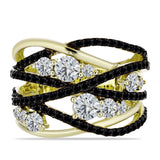 Inel din Argint 925 Placat cu Aur ( 5.64 grame ) cu Spinel Negru și Topaz Alb 2.41 Carate