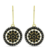 Cercei din Argint 925 Placat cu Aur ( 3.87 grame ) cu Spinel Negru 2.46 Carate