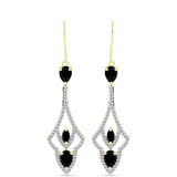 Cercei din Argint 925 Placat cu Aur ( 6.72 grame ) cu Spinel Negru și Topaz Alb 4.35 Carate