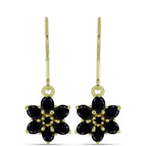 Cercei din Argint 925 Placat cu Aur ( 2.55 grame ) cu Spinel Negru și Topaz Alb 2.88 Carate