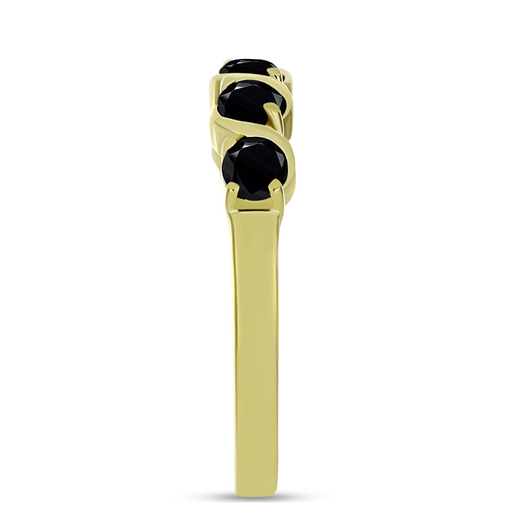 Inel din Argint 925 Placat cu Aur ( 2.14 grame ) cu Spinel Negru 0.66 Carate