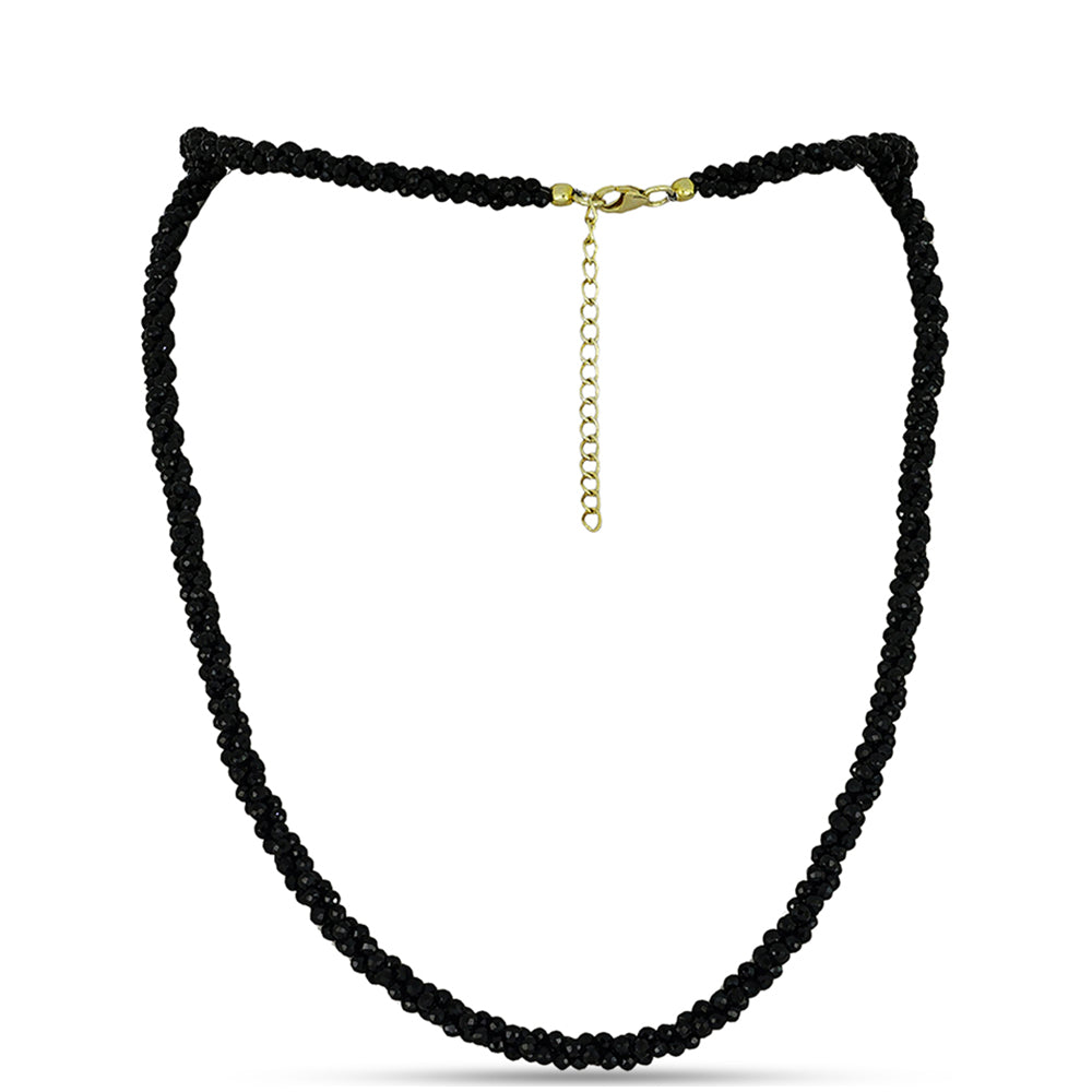 Colier din Argint 925 Placat cu Aur ( 1 grame ) cu Spinel Negru 74.5 Carate