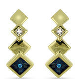 Cercei din Argint 925 Placat cu Aur ( 3.44 grame ) cu Diamant Albastru și Topaz Alb 0.11 Carate