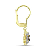 Cercei din Argint 925 Placat cu Aur ( 2.07 grame ) cu Diamant Albastru și Topaz Alb 0.3 Carate