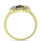 Inel din Argint 925 Placat cu Aur ( 3.03 grame ) cu Diamant Albastru și Topaz Alb 0.23 Carate
