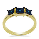 Inel din Argint 925 Placat cu Aur ( 2.49 grame ) cu Diamant Albastru 0.02 Carate