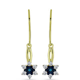 Cercei din Argint 925 Placat cu Aur ( 2.25 grame ) cu Diamant Albastru și Topaz Alb 0.51 Carate