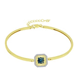Brățară din Argint 925 Placat cu Aur ( 8.66 grame ) cu Diamant Albastru și Topaz Alb 0.26 Carate