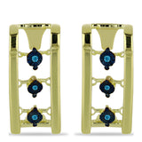 Cercei din Argint 925 Placat cu Aur ( 5.5 grame ) cu Diamant Albastru 0.04 Carate