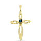 Cruce Pandantiv din Argint 925 Placat cu Aur ( 2.28 grame ) cu Diamant Albastru 0.01 Carate