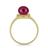 Inel din Argint 925 Placat cu Aur ( 2.48 grame ) cu Perlă de cultură Violet și Citrin Ural 2.79 Carate