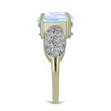 Inel din Argint 925 Placat cu Aur ( 3.15 grame ) cu Piatra Lunii Curcubeu și Topaz Alb 2.89 Carate