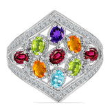 Inel din Argint 925 ( 4.18 grame ) cu Ametist Marocan și Peridot Changbai 2.35 Carate