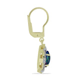 Cercei din Argint 925 Placat cu Aur ( 3.08 grame ) cu Opal Etiopian Negru Lega Dembi și Topaz Alb 1.85 Carate
