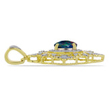 Pandantiv din Argint 925 Placat cu Aur ( 2.89 grame ) cu Opal Etiopian Negru Lega Dembi și Topaz Alb 1.2 Carate