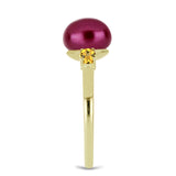 Inel din Argint 925 Placat cu Aur ( 2.7 grame ) cu Perlă de cultură Violet și Citrin Ural 4.64 Carate