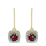Cercei din Argint 925 Placat cu Aur ( 2.58 grame ) cu Opal Etiopian Negru Lega Dembi și Topaz Alb 1.39 Carate