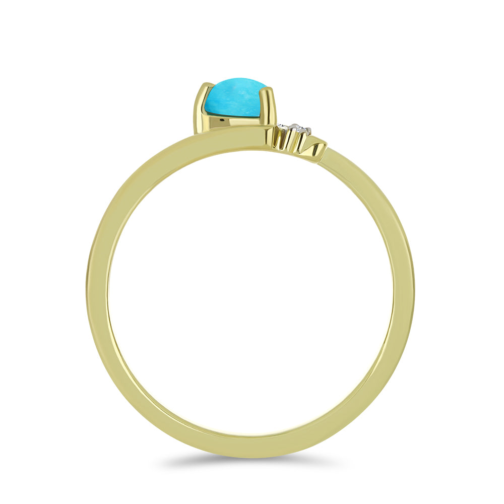 Inel din Argint 925 Placat cu Aur ( 1.91 grame ) cu Turcoaz ”Frumoasa Adormită” și Topaz Alb 0.41 Carate