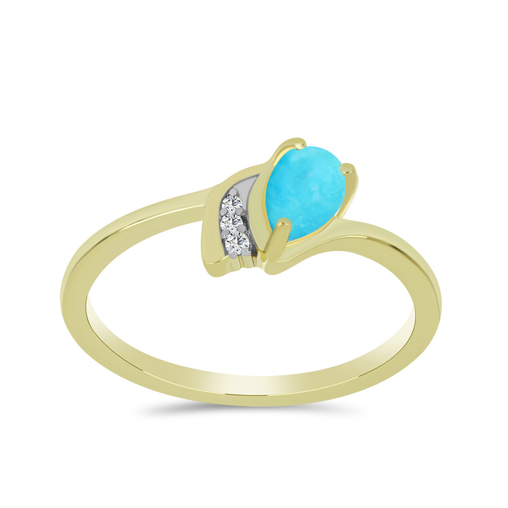 Inel din Argint 925 Placat cu Aur ( 1.91 grame ) cu Turcoaz ”Frumoasa Adormită” și Topaz Alb 0.41 Carate