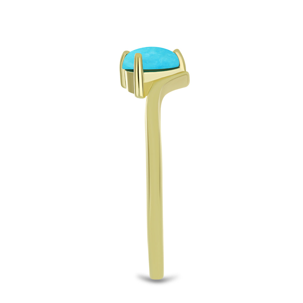 Inel din Argint 925 Placat cu Aur ( 1.91 grame ) cu Turcoaz ”Frumoasa Adormită” și Topaz Alb 0.41 Carate