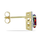 Cercei din Argint 925 Placat cu Aur ( 2.2 grame ) cu Opal Etiopian Negru Lega Dembi și Topaz Alb 1.31 Carate