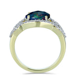 Inel din Argint 925 Placat cu Aur ( 3.32 grame ) cu Opal Etiopian Negru Lega Dembi și Topaz Alb 1.49 Carate