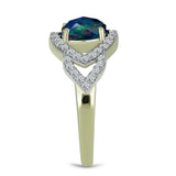 Inel din Argint 925 Placat cu Aur ( 3.32 grame ) cu Opal Etiopian Negru Lega Dembi și Topaz Alb 1.49 Carate