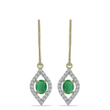 Cercei din Argint 925 Placat cu Aur ( 2 grame ) cu Smarald Brazilian și Topaz Alb 1.02 Carate