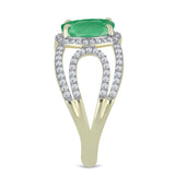 Inel din Argint 925 Placat cu Aur ( 4.05 grame ) cu Smarald Brazilian și Topaz Alb 3.09 Carate
